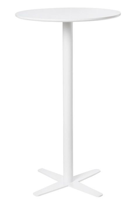 Table haute de bar ronde bois blanc et pieds acier blanc Kobila 60 cm - Photo n°1