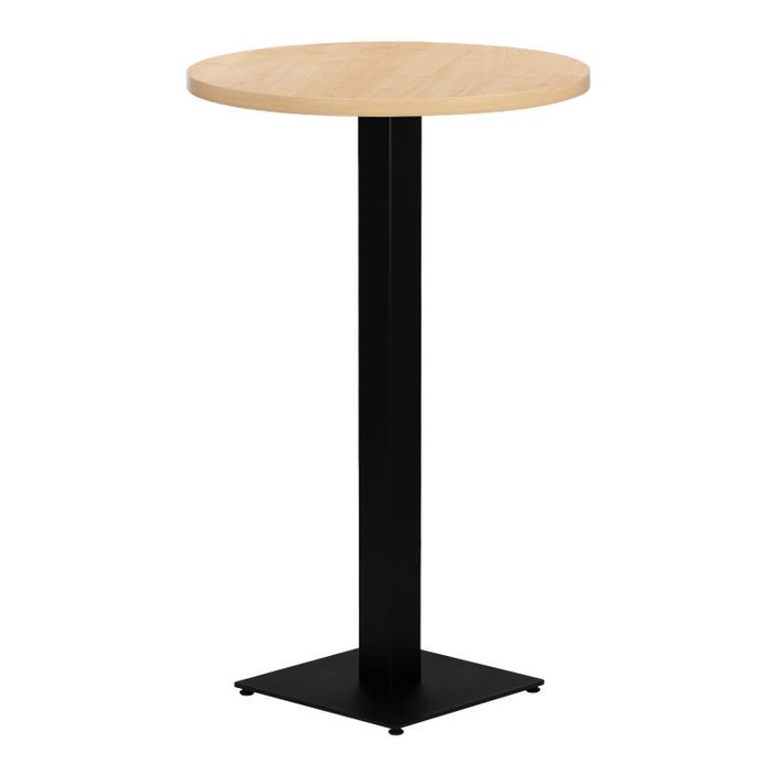 Table haute de bar ronde bois clair et pieds carré acier noir Mooby 70 cm - Photo n°1