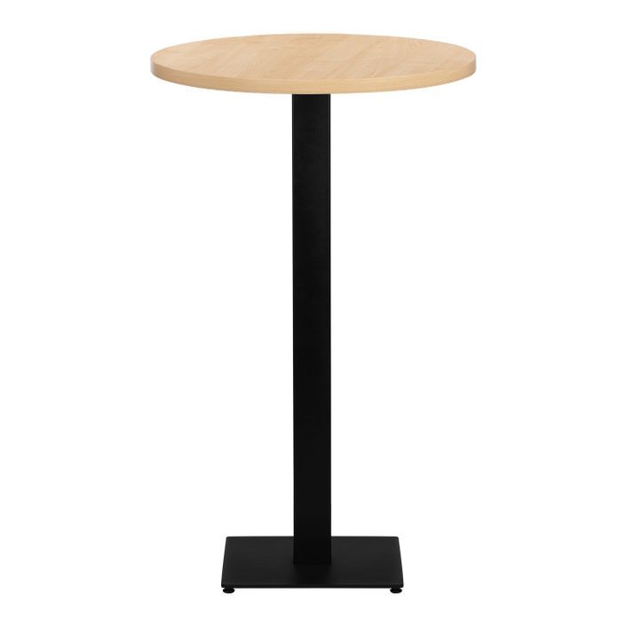Table haute de bar ronde bois clair et pieds carré acier noir Mooby 70 cm - Photo n°3