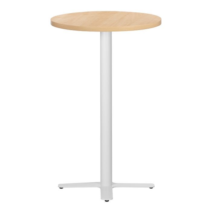 Table haute de bar ronde bois clair et pieds en forme de croix acier blanc Kooky 70 cm - Photo n°2