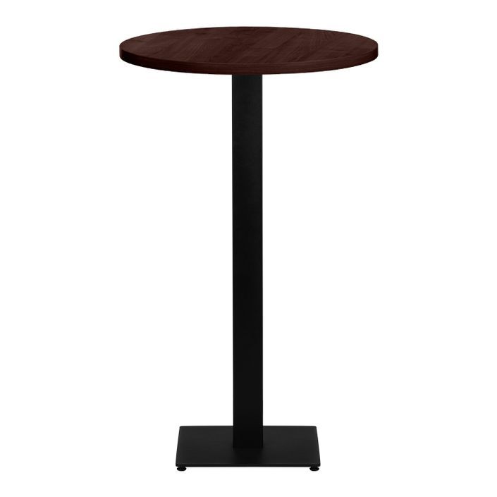 Table haute de bar ronde bois foncé et pieds carré acier noir Mooby 70 cm - Photo n°4
