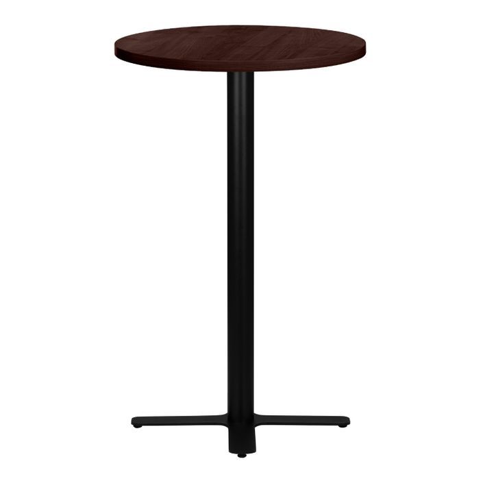Table haute de bar ronde bois foncé et pieds en forme de croix acier noir Kooky 70 cm - Photo n°2