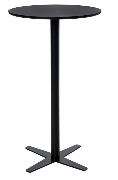 Table haute de bar ronde bois noir et pieds acier noir Kobila 60 cm - Photo n°1