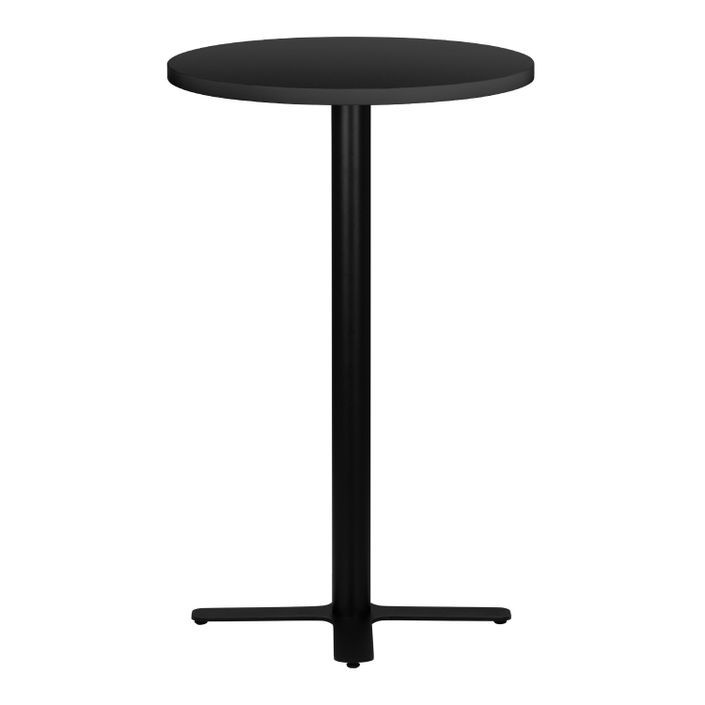 Table haute de bar ronde noir et pieds en forme de croix acier noir Kooky 70 cm - Photo n°2