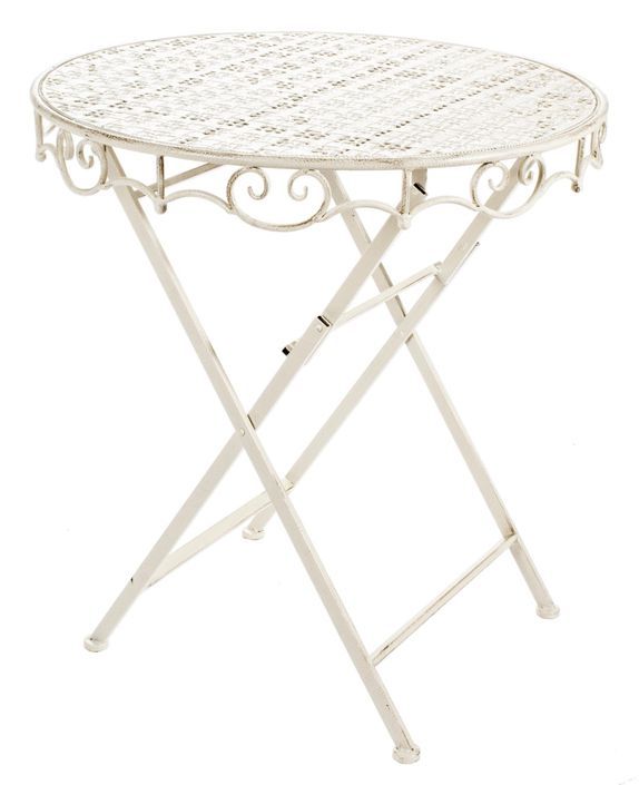 Table haute en fer blanc ivoire Emilio D 70 cm - Photo n°1