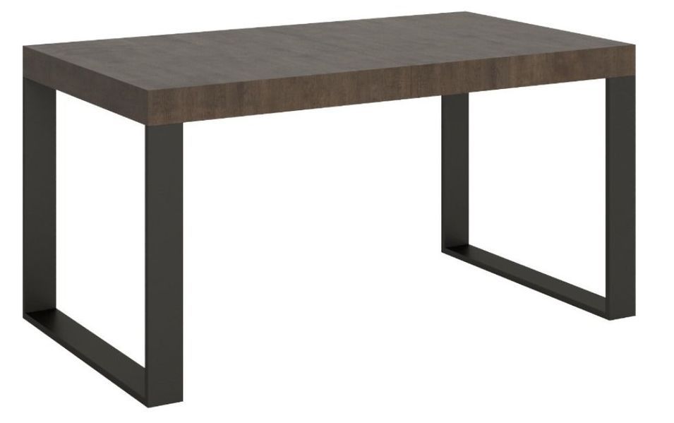 Table industrielle bois foncé et pieds métal anthracite Tiroz 160 cm - Photo n°1