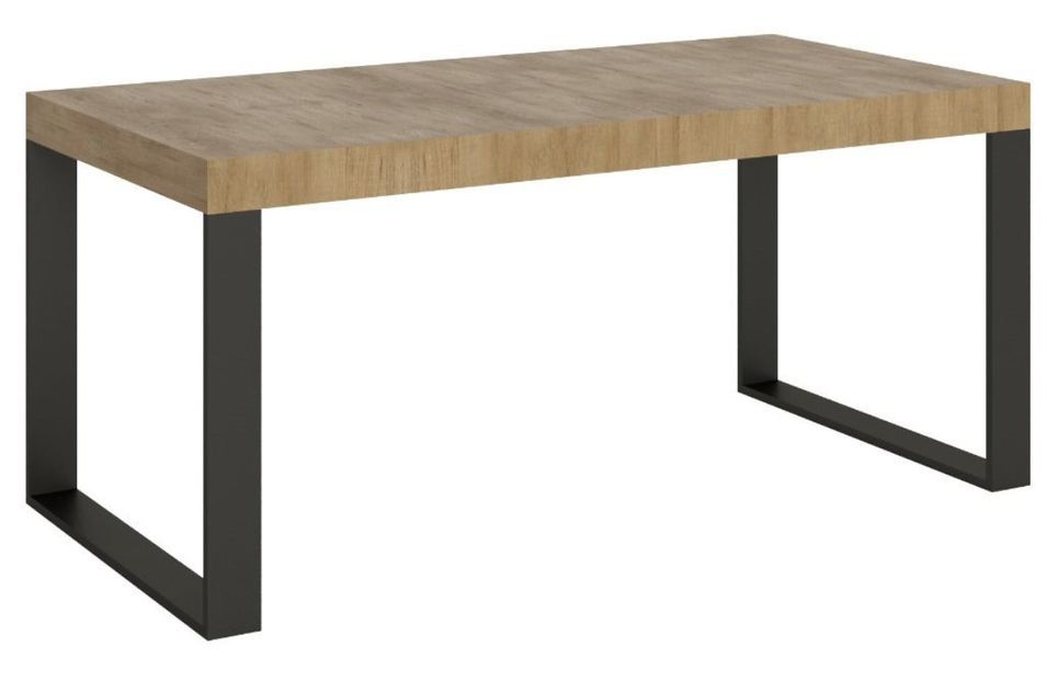 Table industrielle chêne clair et pieds métal anthracite Tiroz 180 cm - Photo n°1