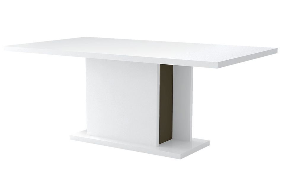Table rectangulaire à rallonge bois laqué blanc et noir Koyd 180/225 cm - Photo n°1