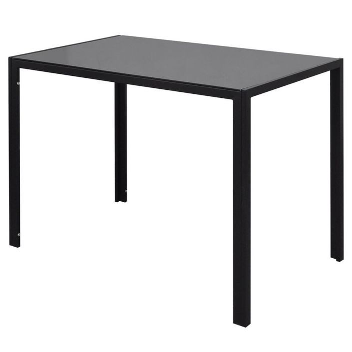 Table laqué noir et 4 chaises simili blanc Kuira - Photo n°3