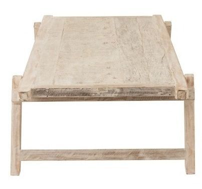 Table lit militaire bois recyclé blanc délavé Liroy L 181 cm - Photo n°3