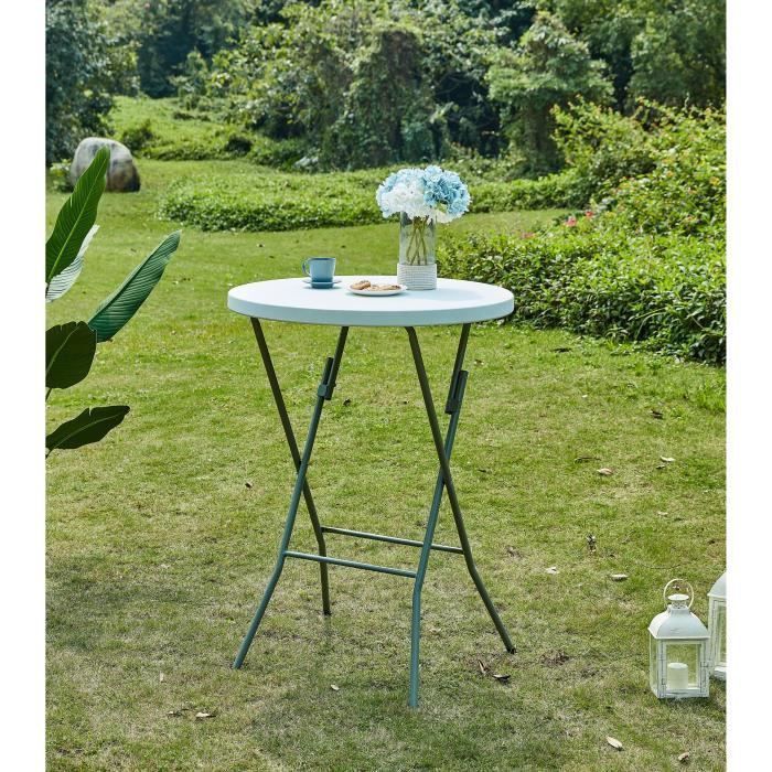 Table mange debout pliable - Ø 80 x 110 cm - Revetement en poudre en tubes d'acier - Photo n°1