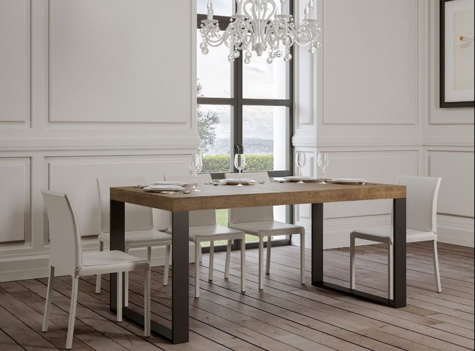 Table extensible 180 à 284 cm bois foncé et pieds métal anthracite Tiroz - Photo n°2