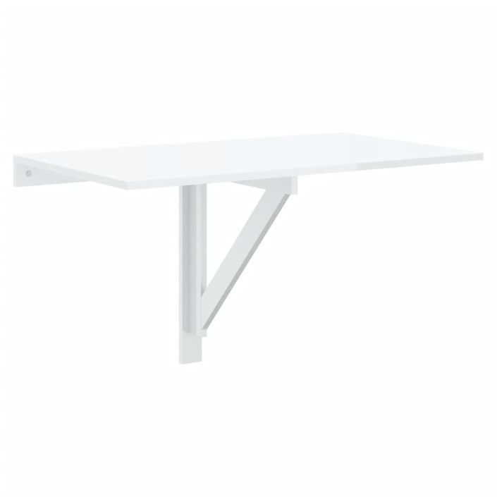 Table murale pliable Blanc brillant 100x60x56cm Bois ingénierie - Photo n°2