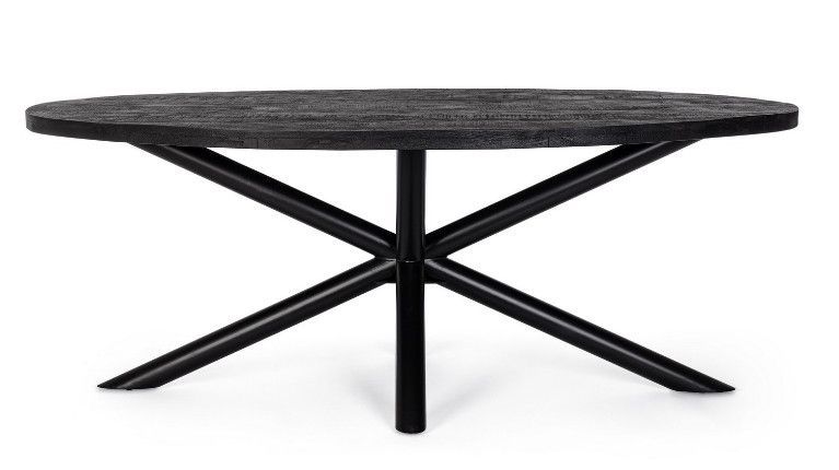 Table ovale bois de manguier noir et pieds acier noir Tinka 130 cm - Photo n°2