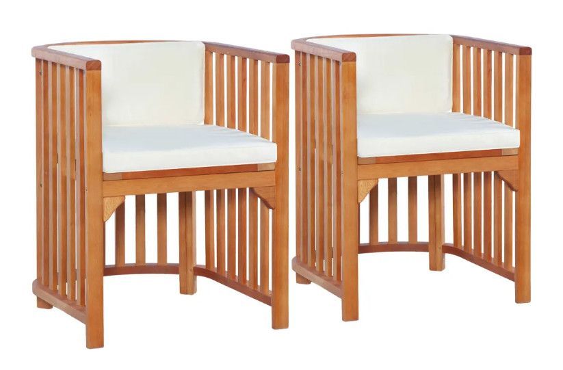 Table ovale et chaises de jardin avec coussins eucalyptus clair Cassie - Photo n°3