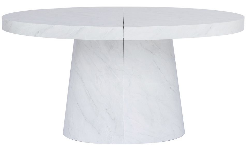 Table ovale extensible bois effet marbre blanc Aleez - Photo n°1