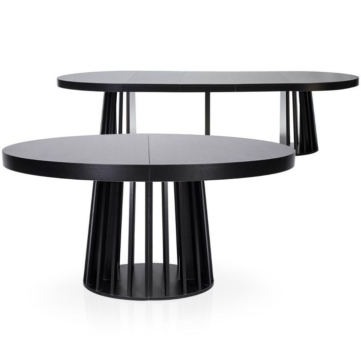 Table ovale extensible bois noir Ritchi 150/300 cm - Photo n°2
