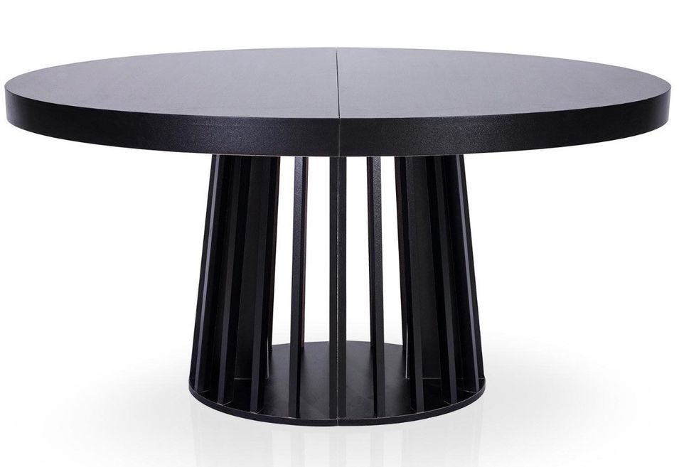 Table ovale extensible bois noir Ritchi 150/300 cm - Photo n°1
