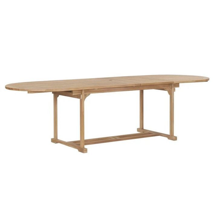 Table ovale extensible teck massif clair Endel 180-280 cm - Photo n°1