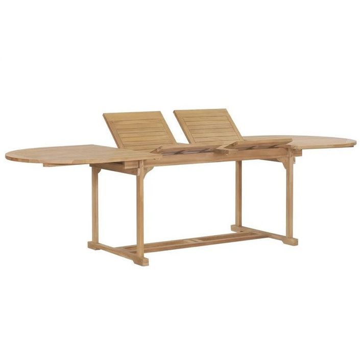 Table ovale extensible teck massif clair Endel 180-280 cm - Photo n°2