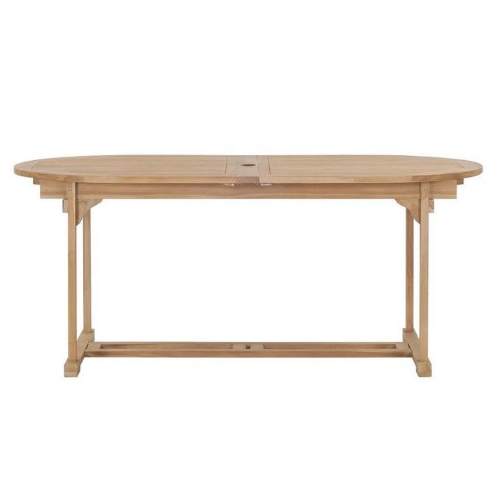 Table ovale extensible teck massif clair Endel 180-280 cm - Photo n°4