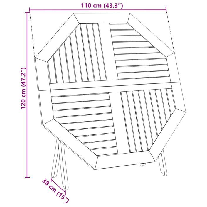 Table pliable de jardin Ø110x75 cm bois d'acacia solide - Photo n°12