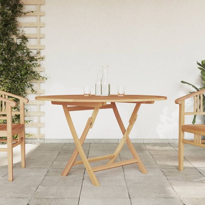 Table pliable de jardin Ø 110x75 cm bois massif de teck - Photo n°2