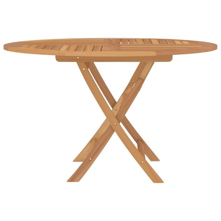 Table pliable de jardin Ø 110x75 cm bois massif de teck - Photo n°4