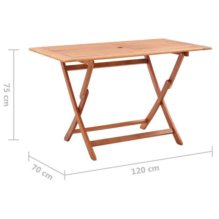 Table pliable de jardin 120x70x75 cm Bois d'eucalyptus solide - Photo n°5