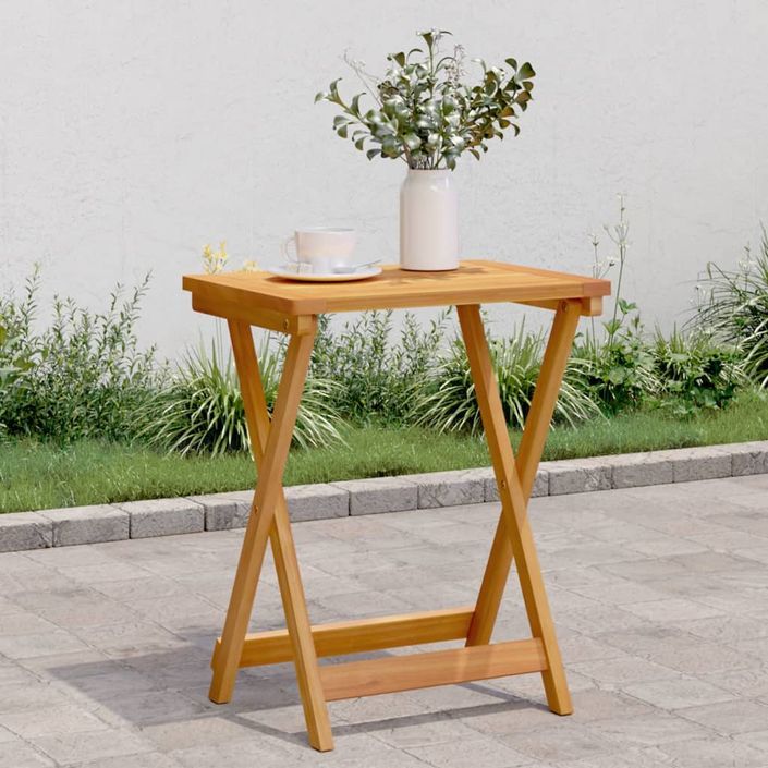 Table pliable de jardin 50x36x60 cm bois d'acacia solide - Photo n°1