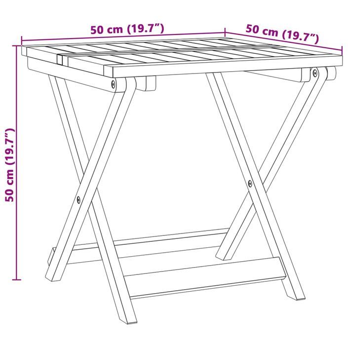 Table pliable de jardin 50x50x50 cm bois d'acacia solide - Photo n°10