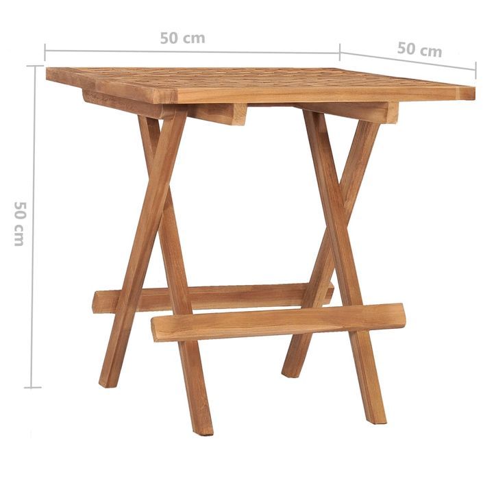 Table pliable de jardin 50x50x50 cm Bois de teck solide - Photo n°7