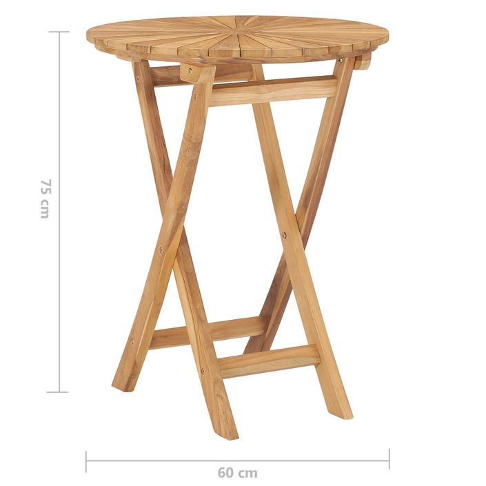 Table pliable de jardin Ø 60 cm Bois de teck solide - Photo n°7