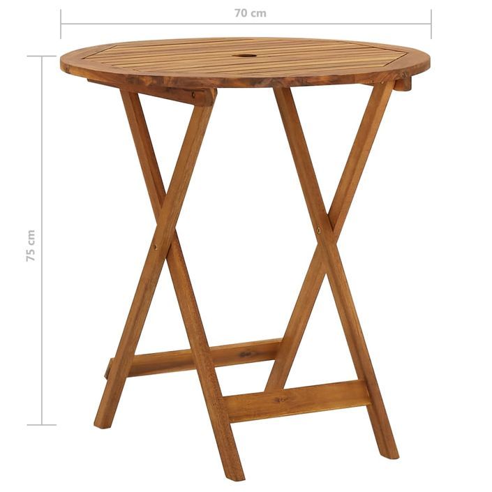 Table pliable de jardin 70 cm Bois d'acacia solide - Photo n°9