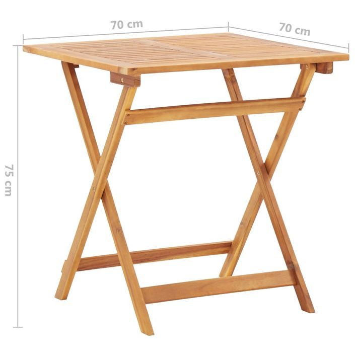 Table pliable de jardin 70x70x75 cm Bois d'acacia massif - Photo n°11