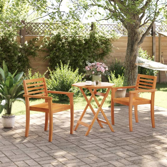 Table pliable de jardin Ø70x75 cm bois d'acacia massif - Photo n°3