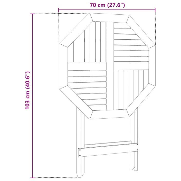 Table pliable de jardin Ø70x75 cm bois d'acacia massif - Photo n°12