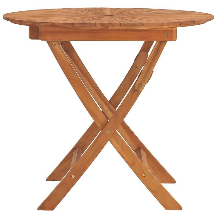 Table pliable de jardin Ø 85x75 cm bois massif de teck - Photo n°4