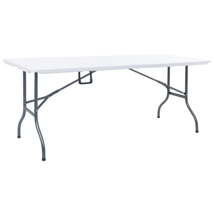 Table pliable de jardin avec 2 bancs 180 cm Acier et PEHD Blanc - Photo n°4