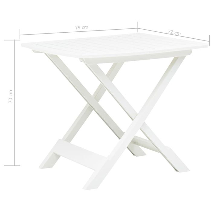 Table pliable de jardin Blanc 79x72x70 cm Plastique - Photo n°6