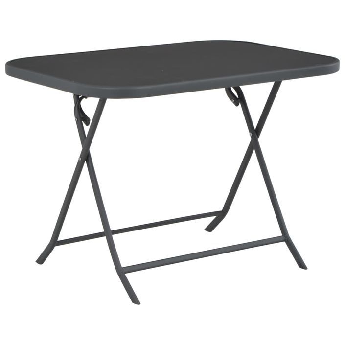 Table pliable de jardin Gris 100x75x72 cm Verre et acier - Photo n°1
