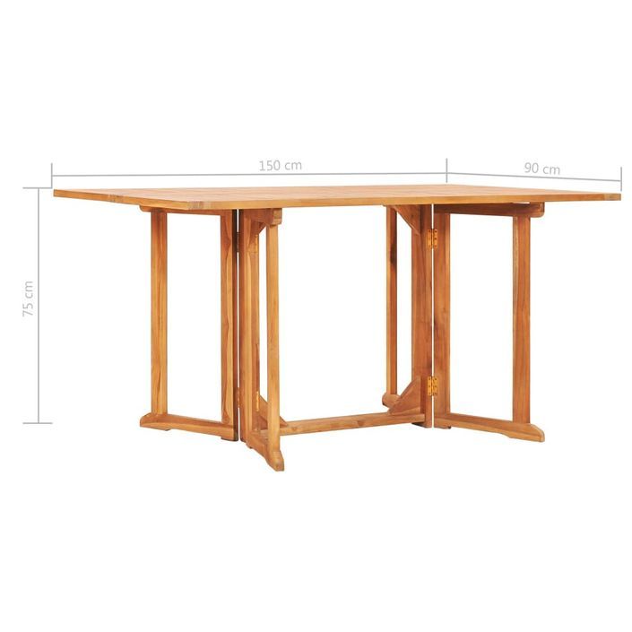 Table pliable de jardin papillon 150x90x75 cm Bois teck solide - Photo n°7