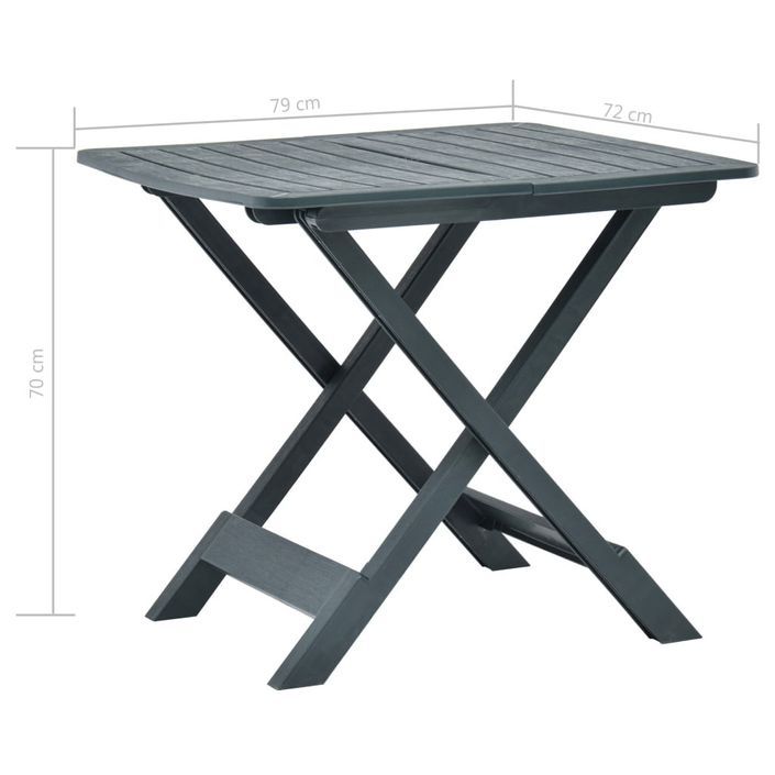 Table pliable de jardin Vert 79x72x70 cm Plastique - Photo n°7