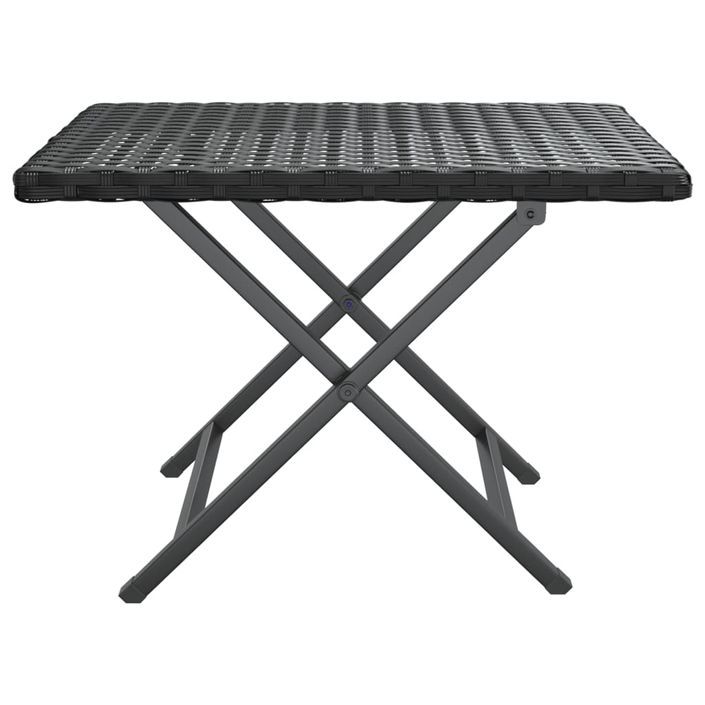Table pliable noir 45x35x32 cm résine tressée - Photo n°3