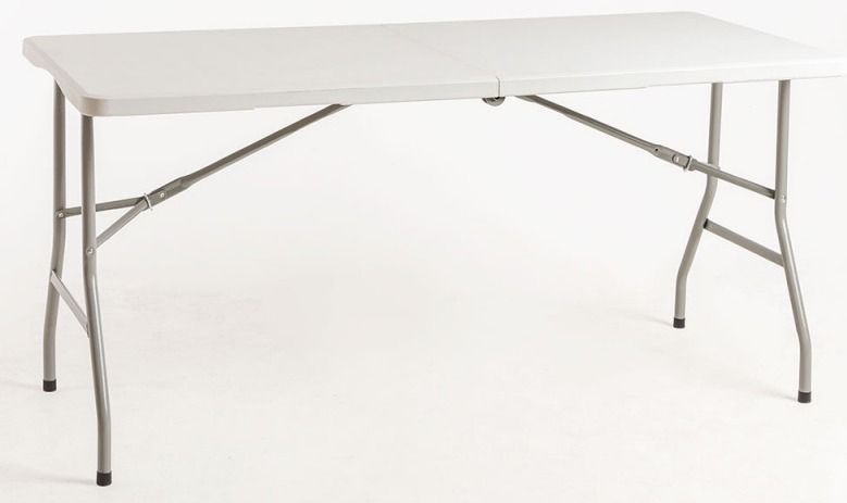 Table pliante rectangulaire blanche Utika 122x60 cm - Photo n°1