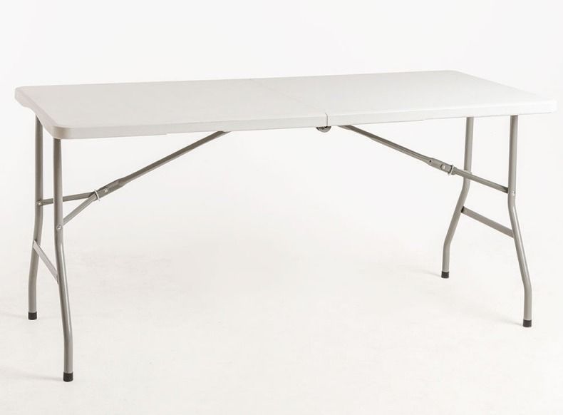 Table pliante rectangulaire blanche Utika 153x70 cm - Photo n°1