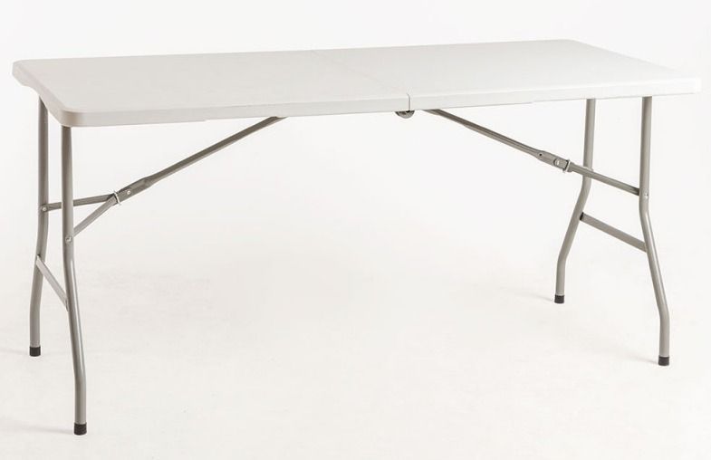 Table pliante rectangulaire blanche Utika 180x75 cm - Photo n°1