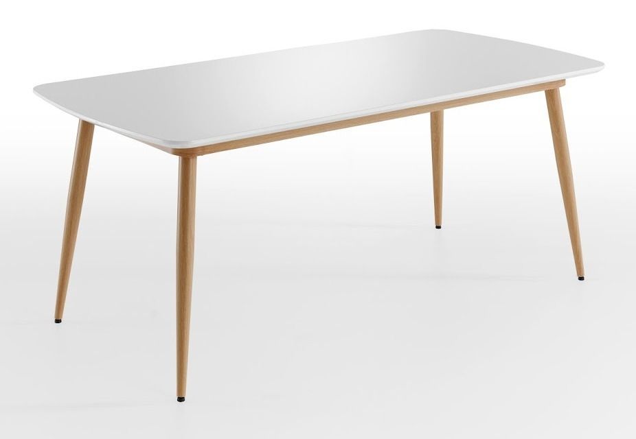 Table rectangle 180 cm bois blanc et naturel Jona - Photo n°1