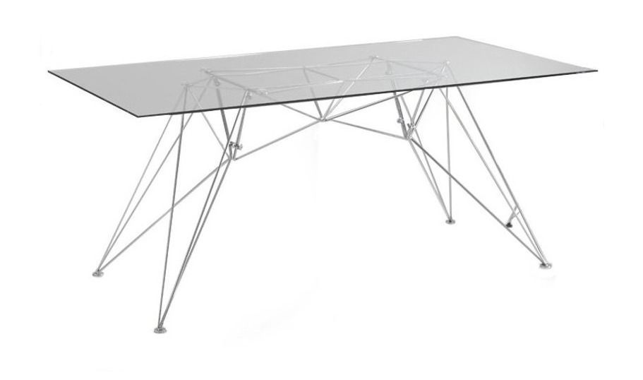 Table rectangle en acier et verre trempé Cyndi L 180 cm - Photo n°1