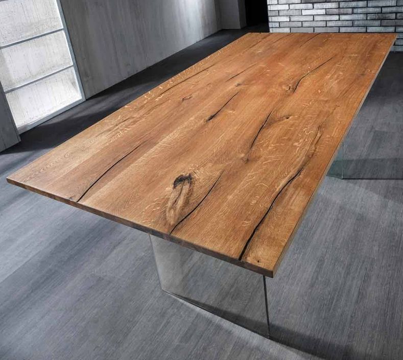 Table rectangle en bois et pieds verre trempé Finne L 180 cm - Photo n°3